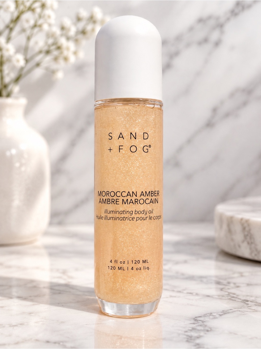 SAND + FOG Moroccan Amber Illuminating Body Oil – 120 mL ✨